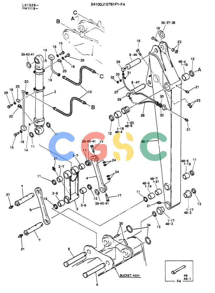 神钢零件查询(K904L) - MARK II EXCAVATOR ASN LX1526 (1/88-12/03) (07-002) - ARM ASSY, 2.27M (7FT 5IN) Kobelco