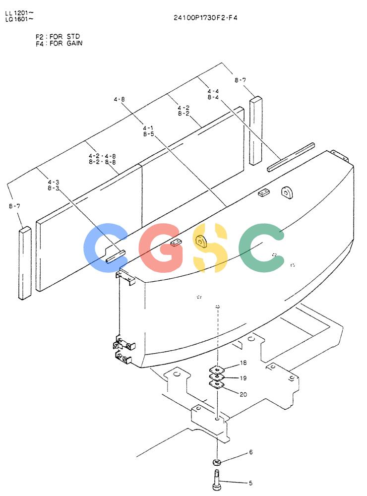 神钢零件查询(K909LC) - MARK II EXCAVATOR BTW LL1207 - LL1487 (1/87-12/03) (01-002) - COUNTER-WEIGHT ASSY , 24100P1730F2 Kobelco