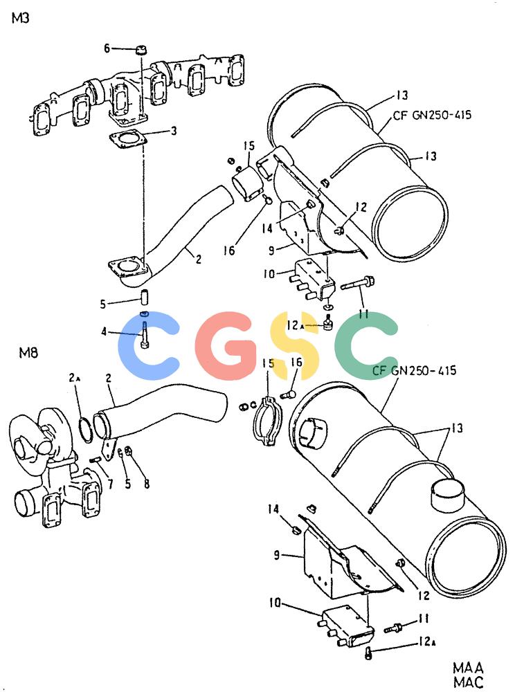 神钢零件查询(6D22-TC) - MITSUBISHI DIESEL ENGINE - K912, K912LC, & K916 (1/83-12/06) (06-007) - EXHAUST PIPE 250-400A Kobelco
