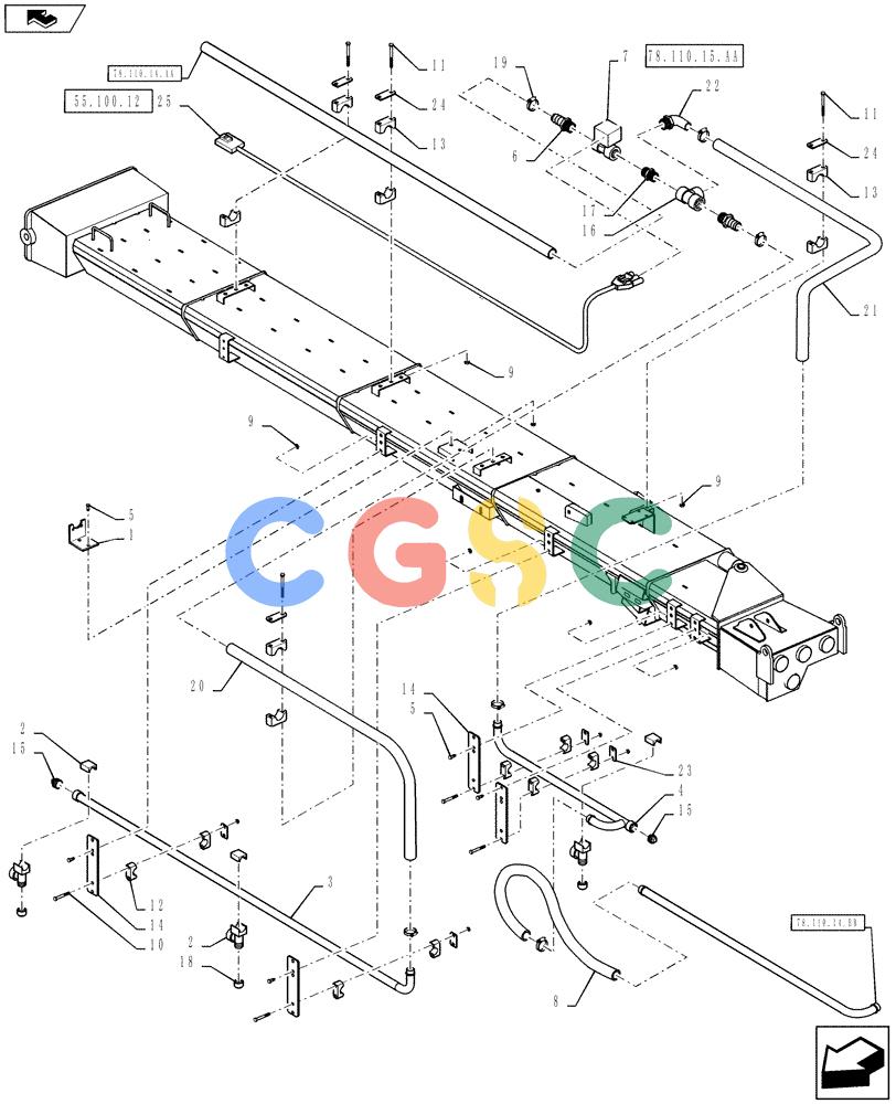 凯斯零件查询(810) - FLEX-AIR APPLICATOR - 2012 (2/12-) (78.110.14.BA) - BOOM PLUMBING, 60', 2.5" TUBES, LH, INNER Case Agriculture