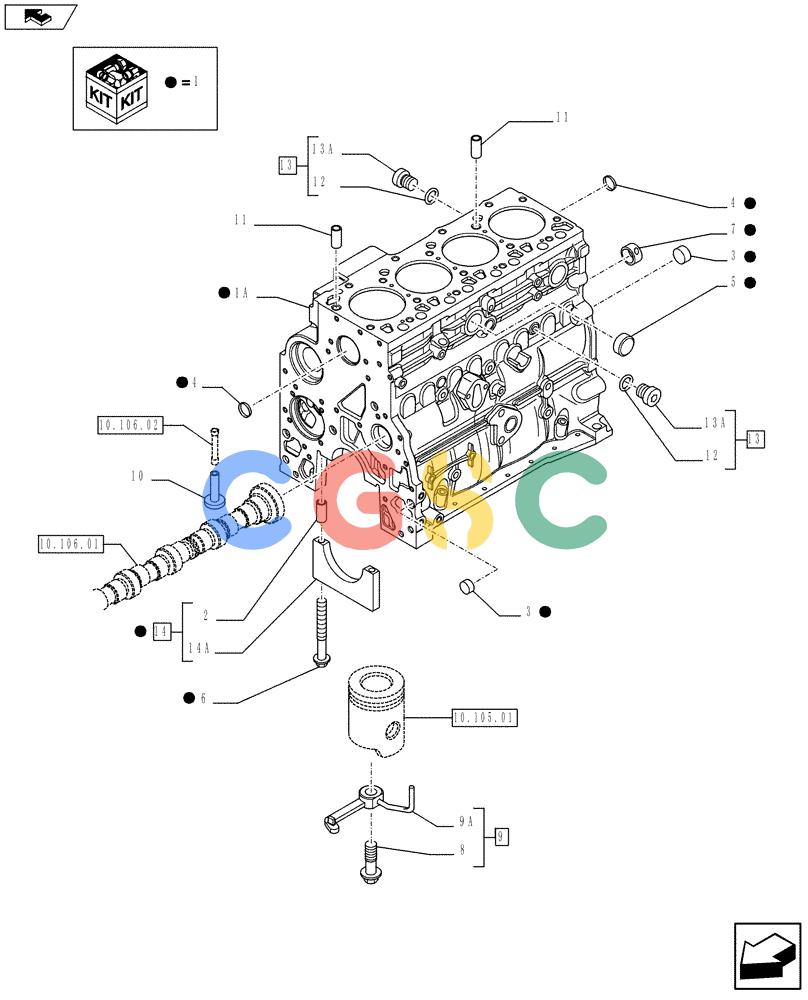 神钢零件查询(F4GE9484D J601) - ENGINE - 5801370290 - 84301930 (1/07-12/07) (10.001.02) - CRANKCASE (2852189) Kobelco