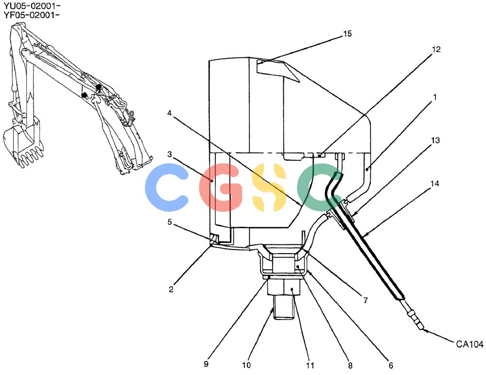 纽荷兰零件查询(E235BSRNLC) - CRAWLER EXCAVATOR ASN YU05-02001 (03-005) - LIGHT ASSY, P/N YN80S00012F1 New Holland Constructuion