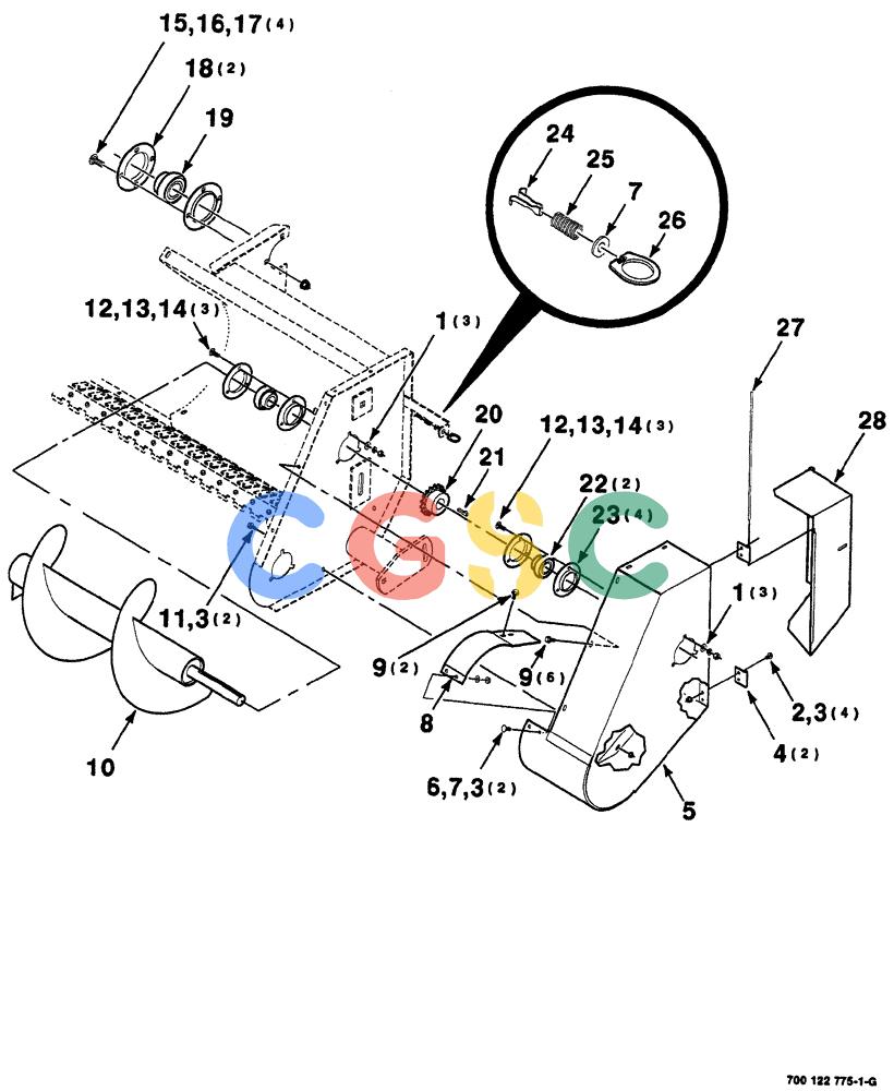 凯斯零件查询(8555) - CASE IH RECTANGULAR BALER (1/90-12/99) (03-06) - AUGER AND DRIVE ASSEMBLY (LEFT) Case Agriculture