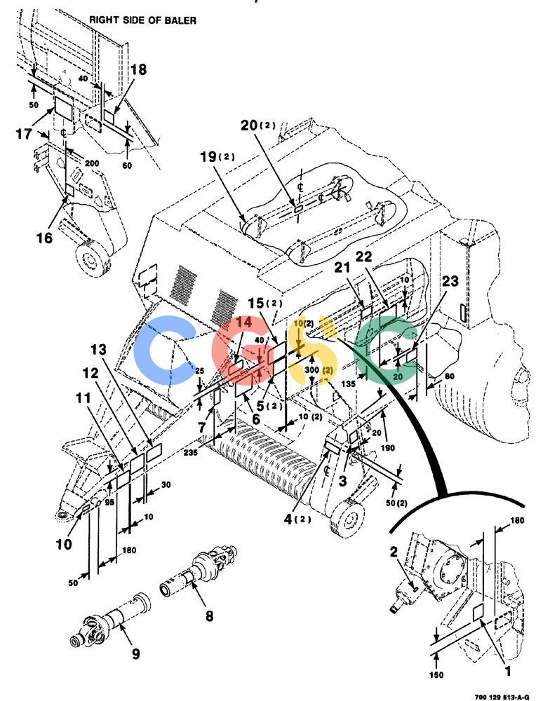 凯斯零件查询(8575) - CASE IH MID-SIZE RECTANGULAR BALER (NORTH AMERICA) (1/95-12/00) (09-004) - DECALS (OPERATIONAL) AND LOCATION DIAGRAM, S.N. CFH0113001 THRU CFH0163128 Case Agriculture