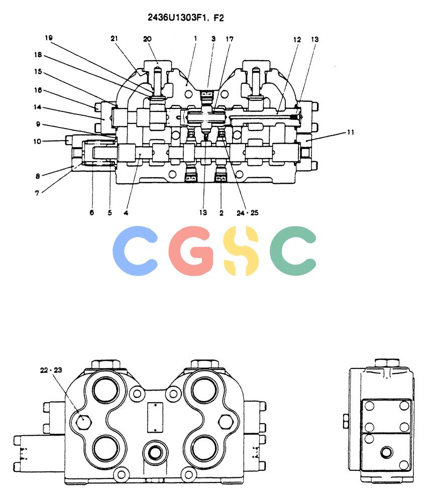 神钢零件查询(SK130LC) - EXCAVATOR BTW YPU1001 - YPU2000 (1/98-12/98) (12-033) - VALVE ASSY FLOW DIVIDER Kobelco