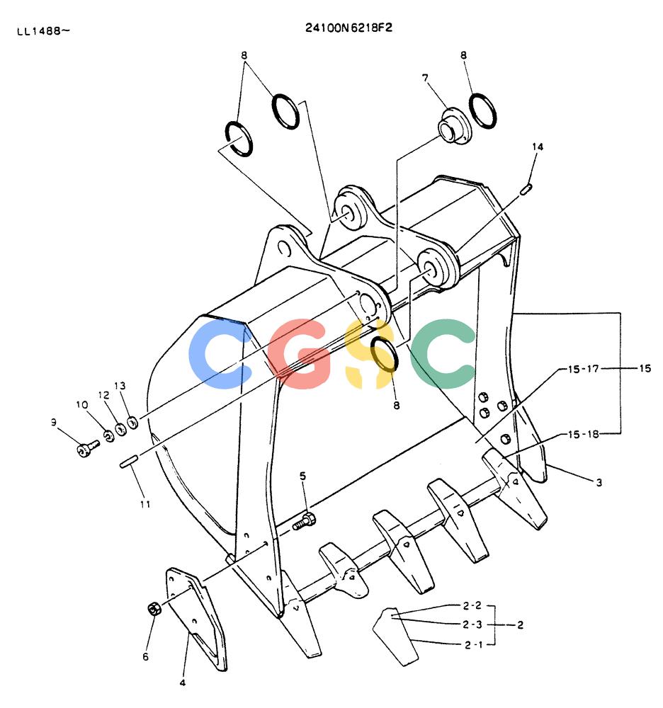 神钢零件查询(K909LC) - MARK II EXCAVATOR ASN LL1488 (1/87-12/03) (09-011) - BUCKET ASSY, 0.65M3 Kobelco