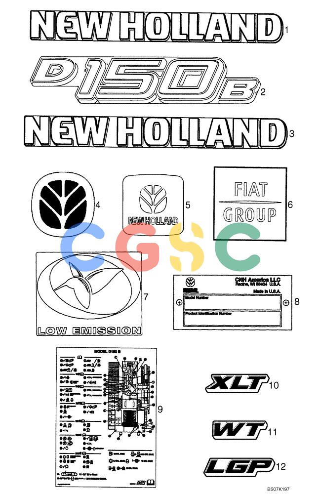 纽荷兰零件查询(D150B) - CRAWLER DOZER TIER 3 (HYDRO) (10/07-) (09-38) - DECALS New Holland Constructuion
