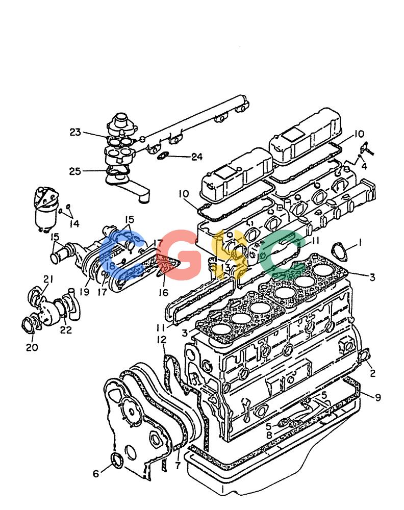 神钢零件查询(PE6T04) - NISSAN DIESEL ENGINE - LK900 & LK700A W/TURBO (1/03-12/06) (01-001) - OVERHAUL KIT-ENGINE Kobelco