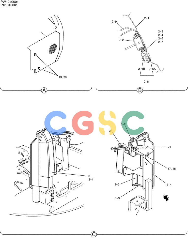 纽荷兰零件查询(E35SR) - COMPACT CRAWLER EXCAVATOR ASN PX13-15001 (N6TN61732) (NA) (1/06-) (05-015[02]) - GUARD INSTAL (COOLER) New Holland Constructuion