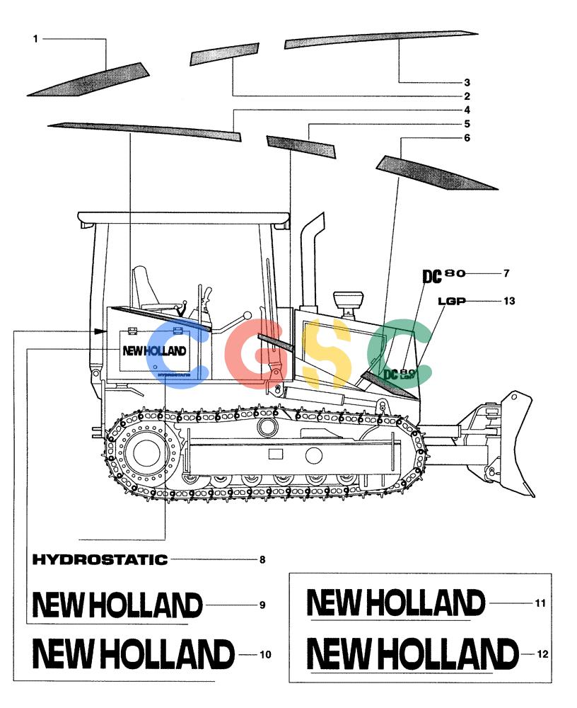 纽荷兰零件查询(DC80) - CRAWLER DOZER (N.A. VERSION) (4/99-) (6.782[01B]) - DECAL DC80 New Holland Constructuion