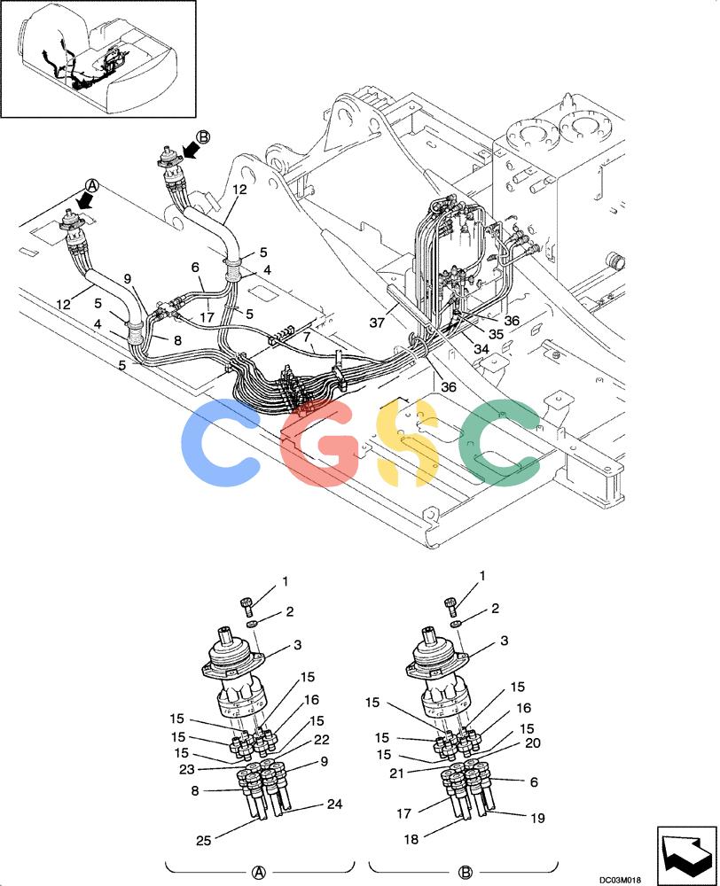 纽荷兰零件查询(EH215) - CRAWLER EXCAVATOR (9/03-) (08 -27[00]) - HYDRAULICS - PILOT CONTROL LINES, REMOTE CONTROL, BOOM AND ARM, BREAKER New Holland Constructuion