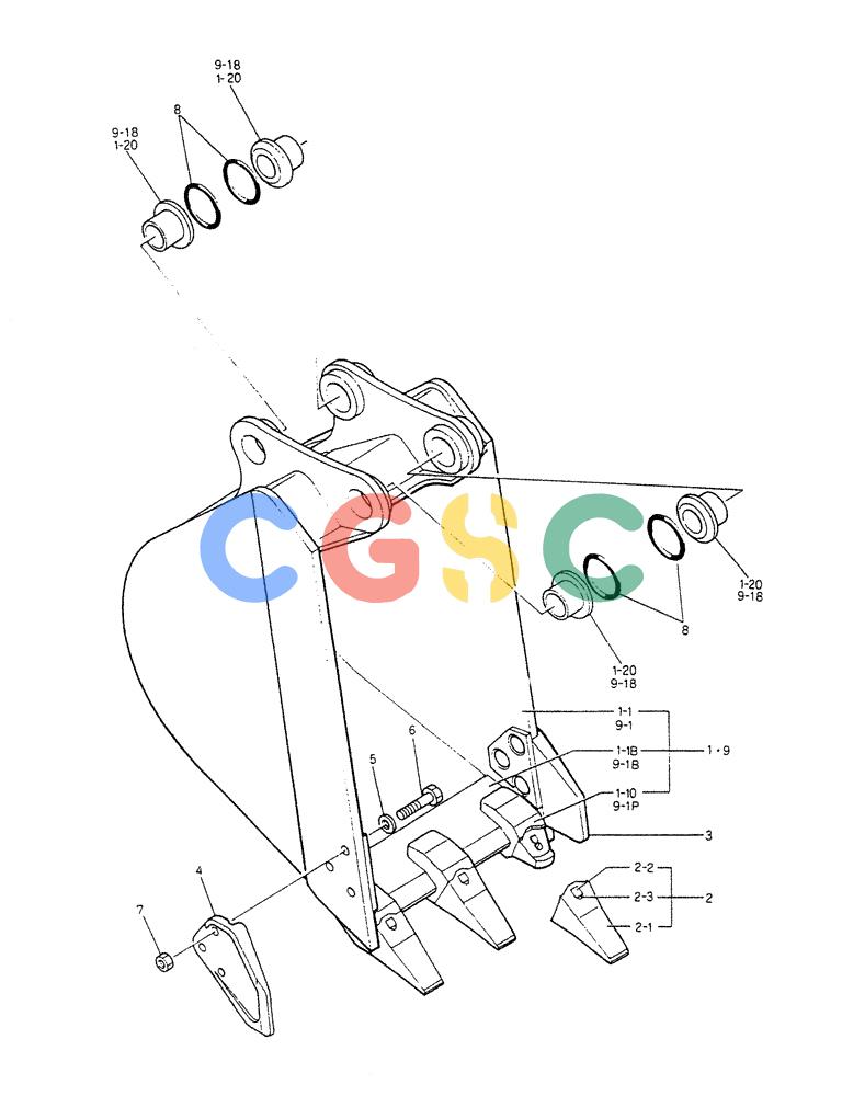 神钢零件查询(K903B) - EXCAVATOR ASN LE3401 (1/85-12/03) (11-019) - BUCKET ASSY, 0.2M P/N 24100N2293F1 Kobelco