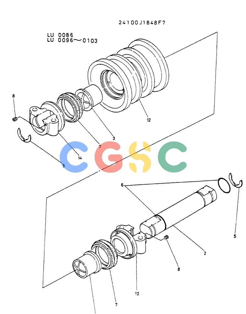 神钢零件查询(K935) - EXCAVATOR SUPPLEMENT ASN LU00154 (1/76-12/03) (06-004) - ROLLER ASSY P/N 24100J1848F7 Kobelco
