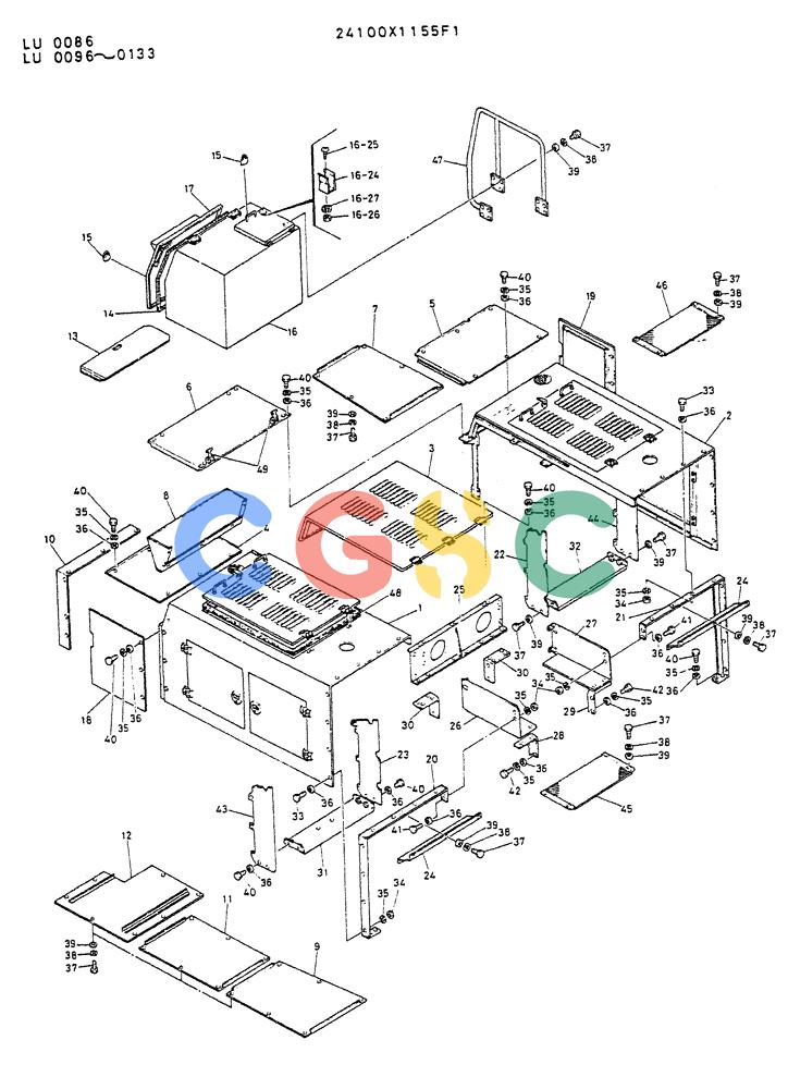 神钢零件查询(K935) - EXCAVATOR SUPPLEMENT ASN LU00154 (1/76-12/03) (02-024) - GUARD ASSY P/N 24100X1155F1 Kobelco