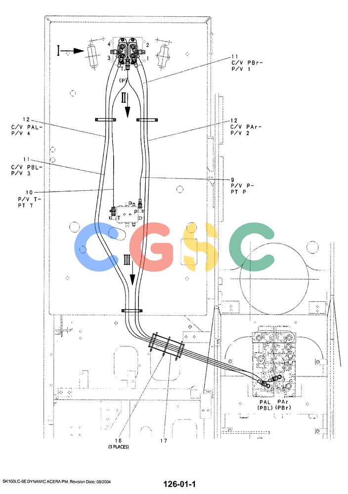 神钢零件查询(SK160LC-6E) - DYNAMIC ACERA EXCAVATOR 08/2004 ASN YM03U0523 (8/04-12/07) (01-034[01]) - CONTROL LINES, PROPEL Kobelco