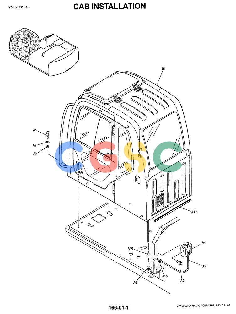 神钢零件查询(SK160LC) - DYNAMIC ACERA EXCAVATOR 11/2000 ASN YM02U0101 (11/00-12/02) (01-040) - CAB INSTALLATION Kobelco