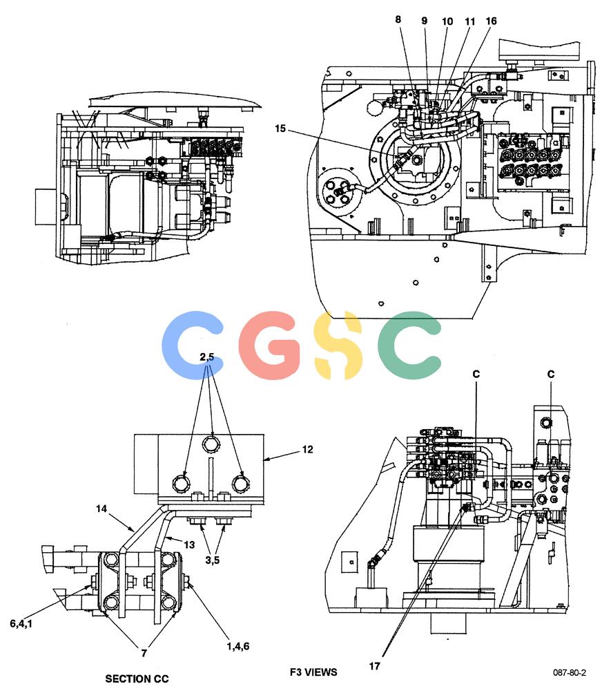 神钢零件查询(ED190LC-6E) - BLADE RUNNER EXCAVATOR/DOZER BTW YL03U0136 - YL03U0292 (1/05-12/06) (01-025[02]) - UPPER HYDRAULIC LINES (DOZER ROT AND DOZER ROT AND EXTRA) Kobelco