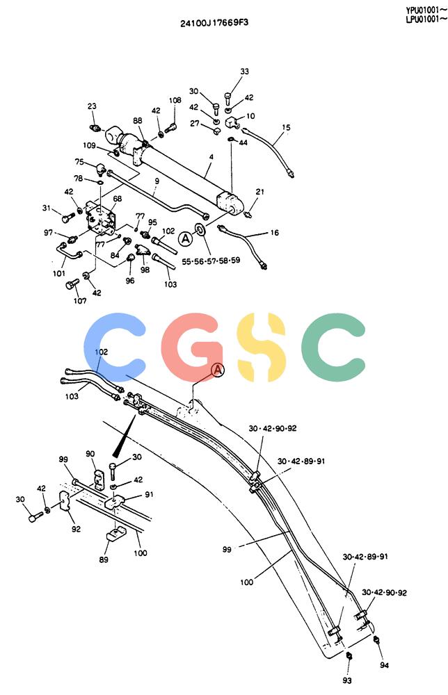 神钢零件查询(SK130LC) - EXCAVATOR BTW YPU1001 - YPU2000 (1/98-12/98) (08-011[02]) - BOOM ASSY 4.6M (NIBBLER & BREAKER) (BOOM ARM SAFETY) Kobelco