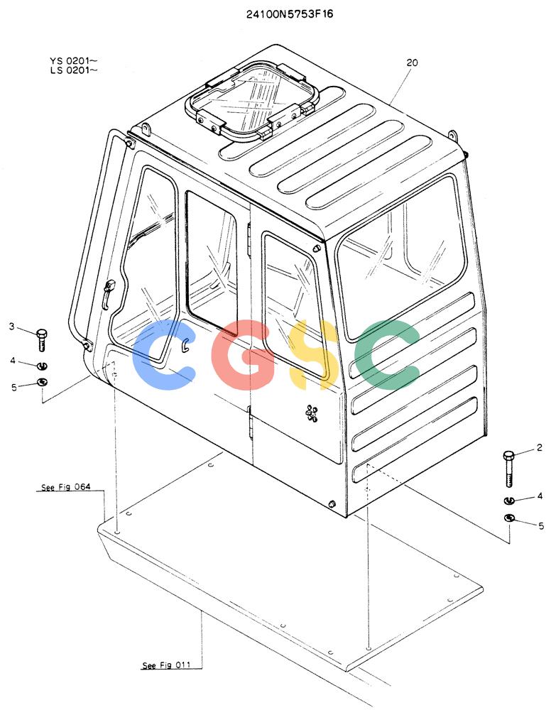 神钢零件查询(K916LC) - MARK II EXCAVTOR ASN YS0201 (1/89-12/03) (02-002) - INSTAL, CAB (FOR NORTH EUROPE) Kobelco