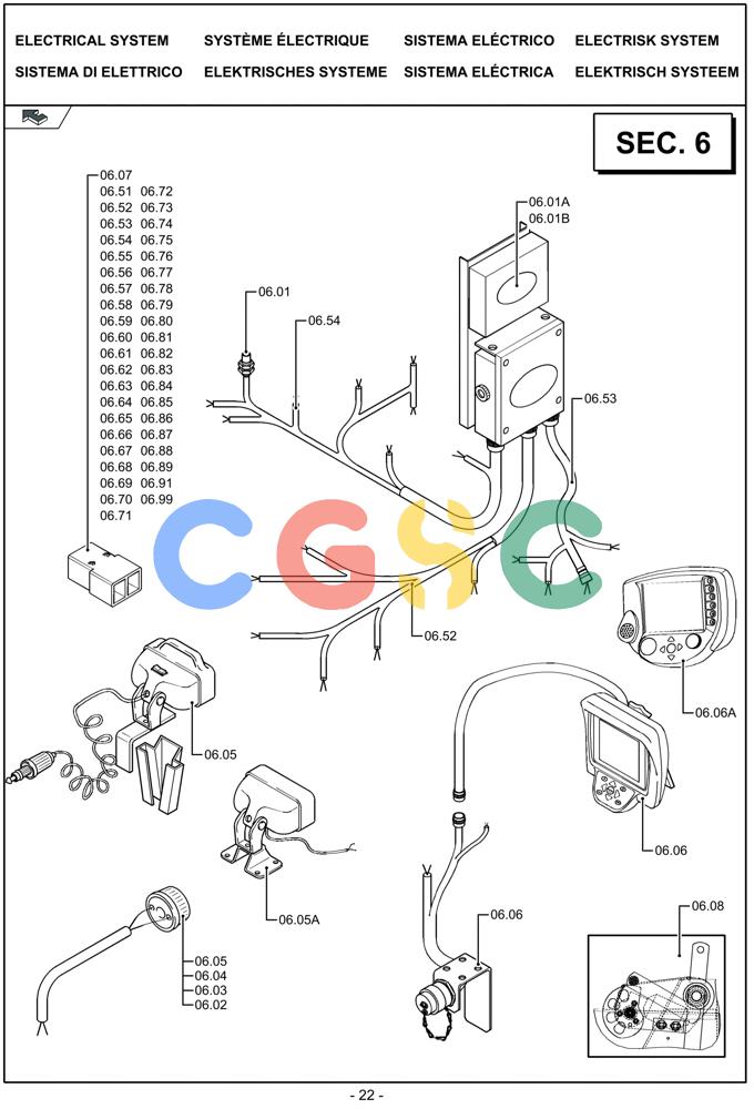 凯斯零件查询(LBX432S) - BIG RECTANGULAR BALER (3/03-12/08) (06.00[01]) - PICTORIAL OVERVIEW 1/1 - ELECTRICAL SYSTEM Case Agriculture