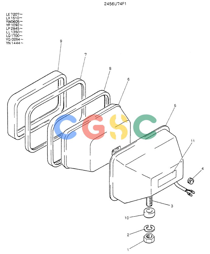 神钢零件查询(K909LC) - MARK II EXCAVATOR BTW LL1207 - LL1487 (1/87-12/03) (05-020) - LIGHT ASSY, HEAD, 2456U74F1 Kobelco