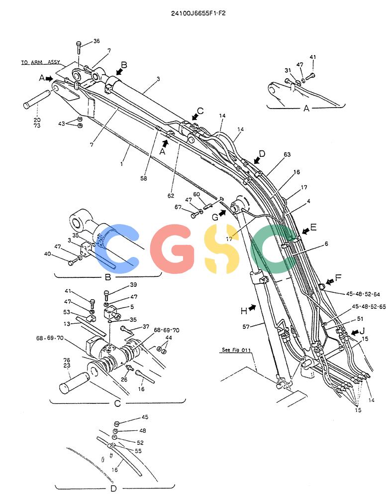 神钢零件查询(K905LC) - MARK II EXCAVATOR BTW YP1001 - YP1281. (4/89-12/03) (07-001[01]) - BOOM ASSY, 4.6M Kobelco