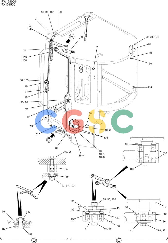 纽荷兰零件查询(E35SR) - COMPACT CRAWLER EXCAVATOR ASN PX13-15001 (N6TN61732) (NA) (1/06-) (05-012[03]) - CAB ASSY (COOLER) New Holland Constructuion