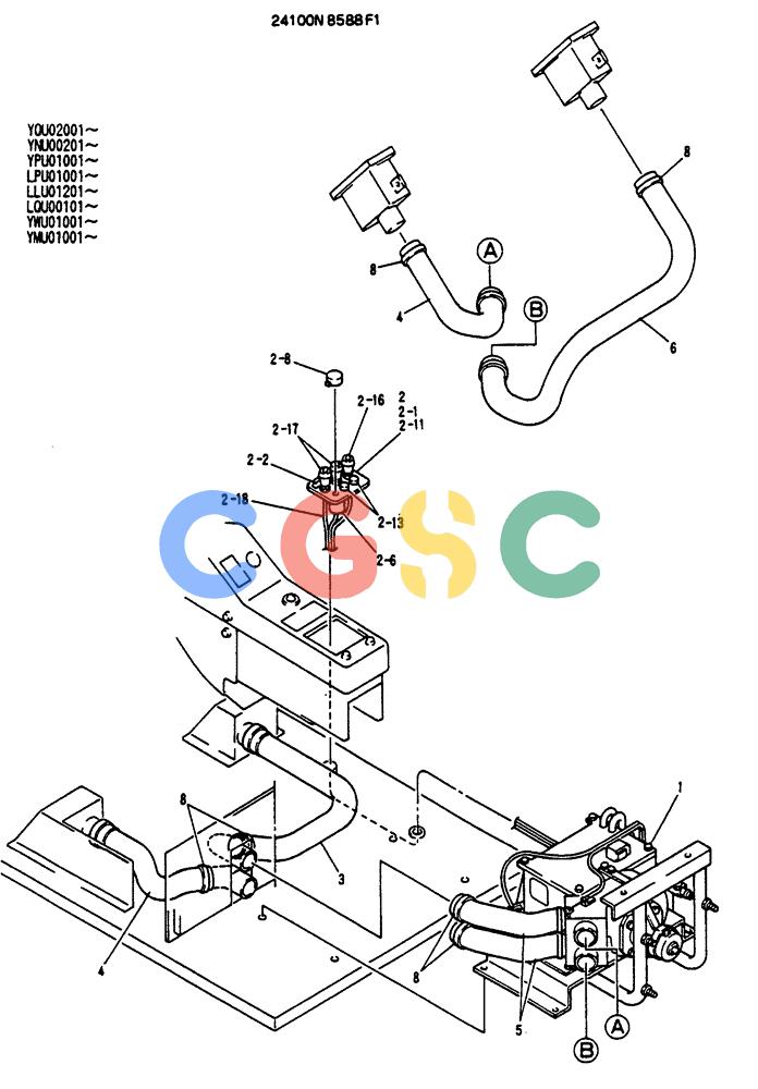 神钢零件查询(SK130LC) - EXCAVATOR BTW YPU1001 - YPU2000 (1/98-12/98) (05-018) - HEATER ASSY Kobelco