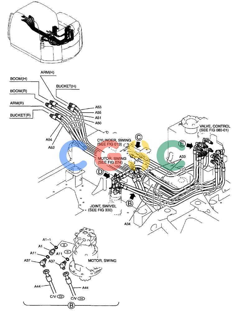 纽荷兰零件查询(EH80) - MIDI CRAWLER EXCAVATOR ASN LF04-02000 (N4TA18001 thru N4TA18010, ASN N5TA18011 -) (NA) (1/ (027) - HYD LINES, UPPER (WITHOUT NIBBLER AND BREAKER, MAIN) New Holland Constructuion