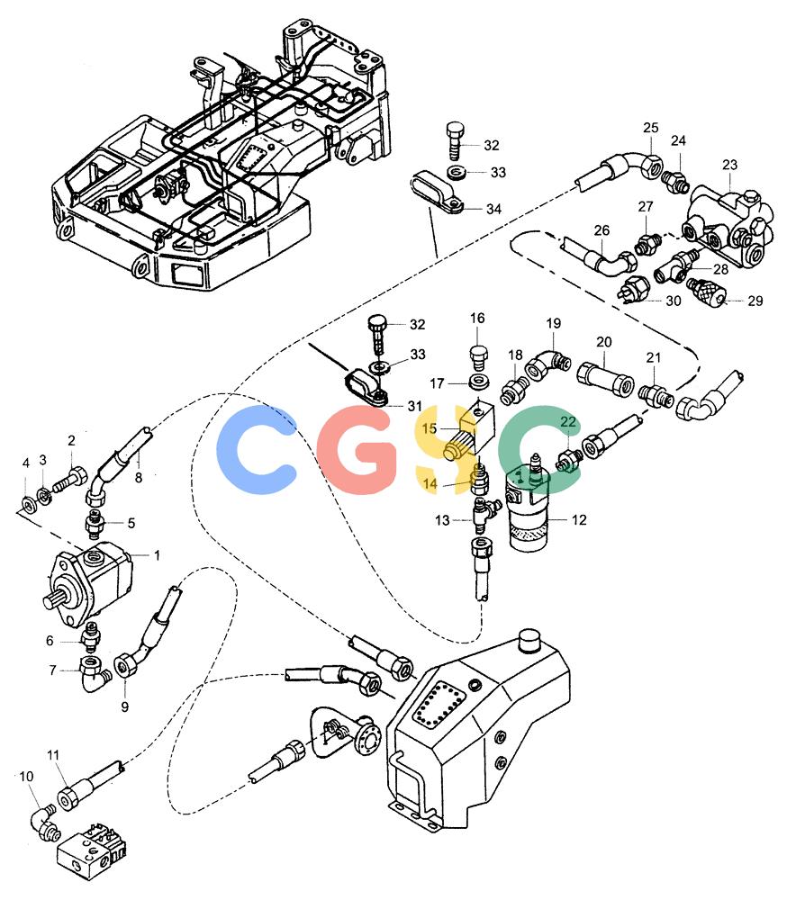 纽荷兰零件查询(AD250) - ARTICULATED DUMP TRUCK (7/01-) (3.400/1[05A]) - HYDRAULIC CIRCUIT BRAKE SYSTEM - FRAME PART New Holland Constructuion