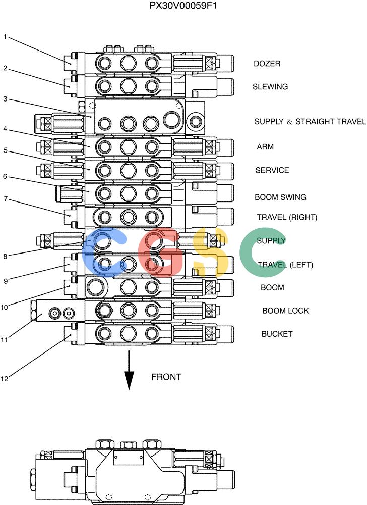 纽荷兰零件查询(E35SR) - COMPACT CRAWLER EXCAVATOR ASN PX13-15001 (N6TN61732) (NA) (1/06-) (07-001[01]) - VALVE ASSY, CONTROL New Holland Constructuion