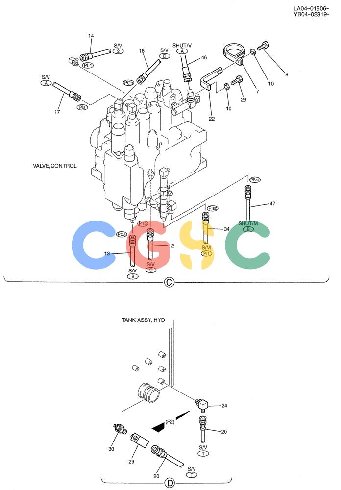 纽荷兰零件查询(E200SRLC) - CRAWLER EXCAVATOR BTW LA04-01506 - LA04-01625 (01-031[02]) - CONTROL LINES, REMOTE New Holland Constructuion