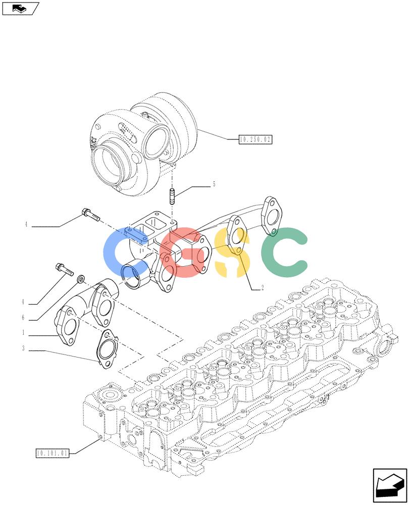 神钢零件查询(F4HFE613S A002) - ENGINE 504375985 - YN02P00080P1 (9/10-) (10.254.05) - EXHAUST MANIFOLD (2854817) Kobelco
