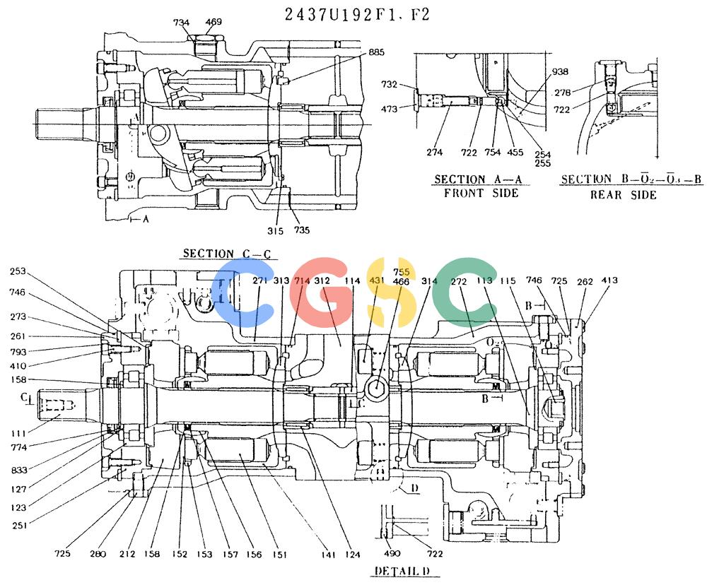 神钢零件查询(K909LC) - MARK II EXCAVATOR BTW LL1207 - LL1487 (1/87-12/03) (11-018[02]) - PUMP ASSY Kobelco