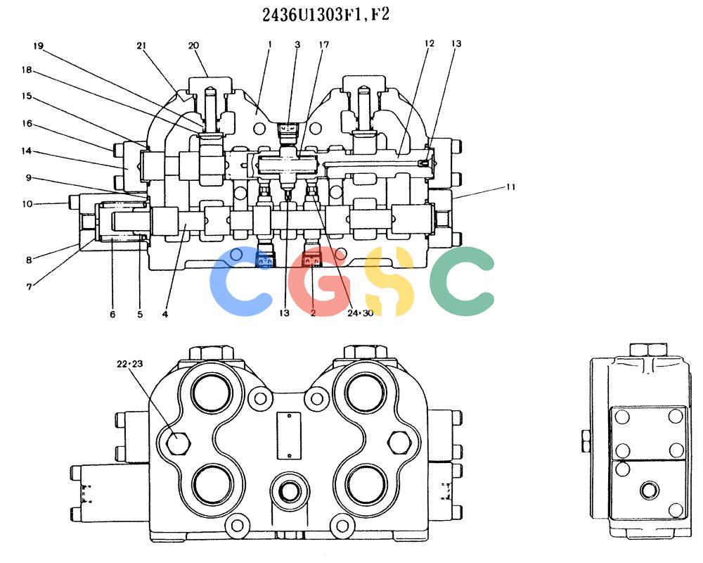 神钢零件查询(K909LC) - MARK II EXCAVATOR ASN LL1488 (1/87-12/03) (11-027) - VALVE ASSY FLOW DIVIDED Kobelco