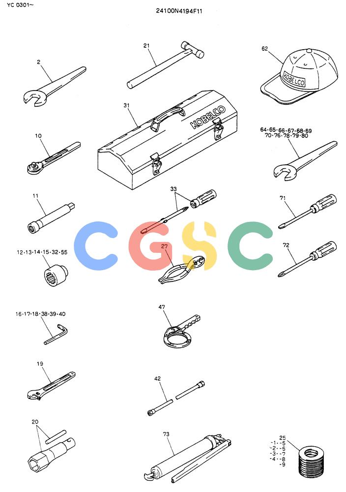 神钢零件查询(K912LC) - MARK II EXCAVATOR ASN YC0301-0737 (1/88-12/03) (10-003) - TOOL ASSY Kobelco