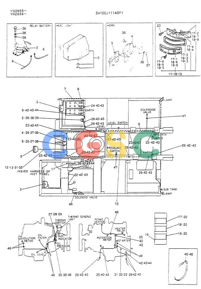 神钢零件查询(K907LC) - MARK II EXCAVATOR ASN YQ0565 (GLOBAL) (1/87-12/03) (05-021) - WIRING ASSY, ELEC (24100J11144F1) Kobelco