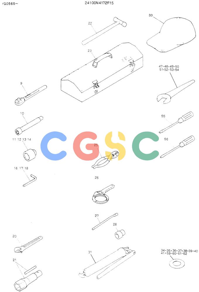 神钢零件查询(K907LC) - MARK II EXCAVATOR ASN YQ0565 (NA) (1/87-12/03) (10-002) - TOOL ASSY Kobelco
