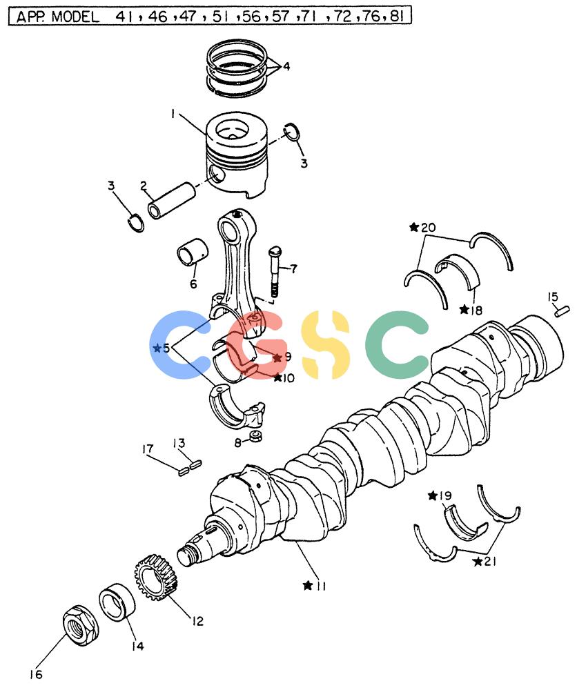 神钢零件查询(FD6T04) - NISSAN DIESEL ENGINE - LK500 (1/06-12/06) (02-002) - PISTON & CRANKSHAFT Kobelco