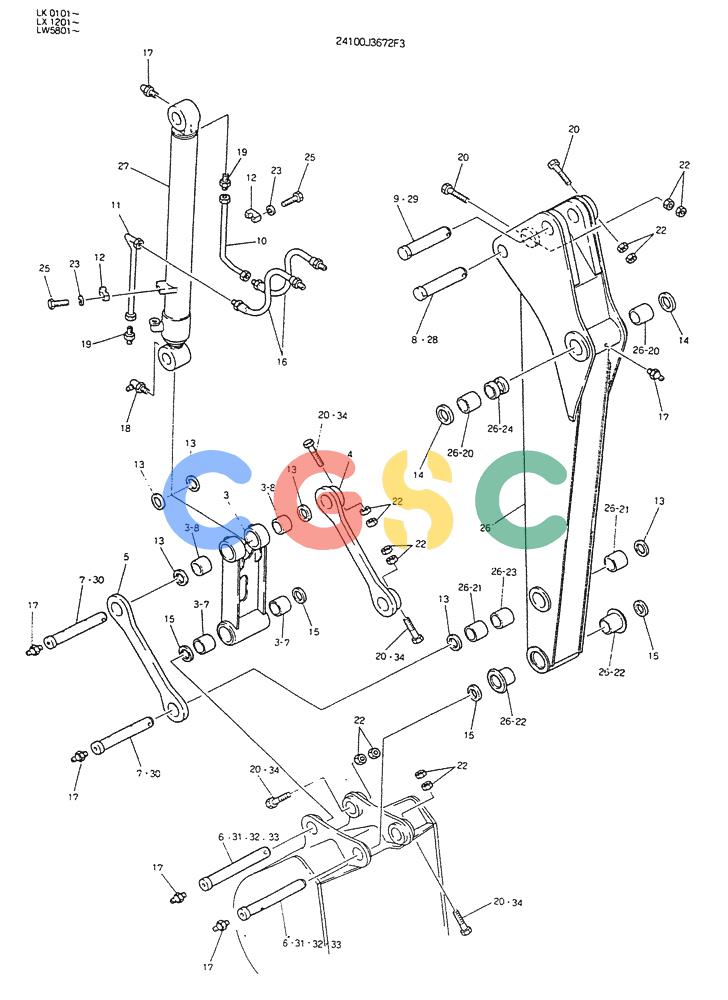 神钢零件查询(K904DL) - EXCAVATOR ASN LX1201 (1/84-12/03) (09-002) - BOOM ASSY, 1.9M Kobelco