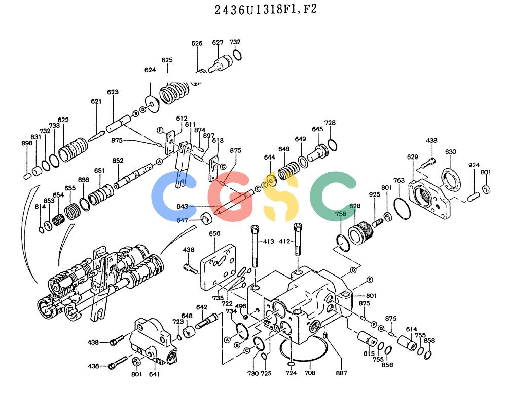 神钢零件查询(K905LC) - MARK II EXCAVATOR BTW YP1001 - YP1281. (4/89-12/03) (11-014) - REGULATOR (2436U1318F1, F2) Kobelco