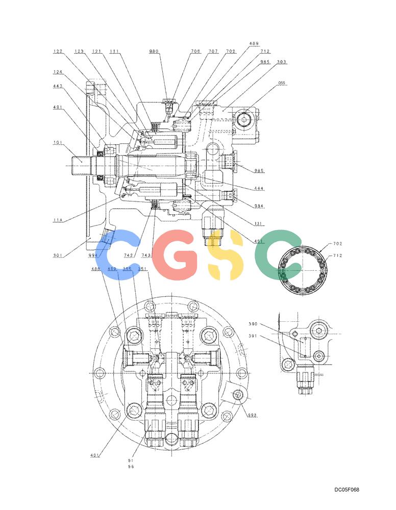纽荷兰零件查询(EH160) - CRAWLER EXCAVATOR (9/03-) (08 -61[00]) - SWING MOTOR (YN15V00025F4) New Holland Constructuion