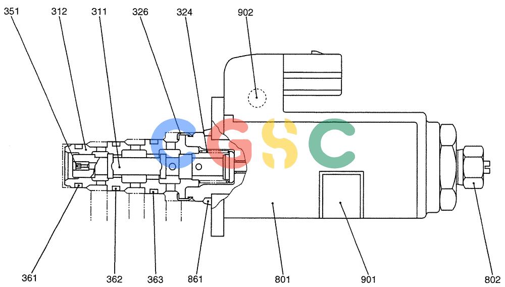 纽荷兰零件查询(E200SRLC) - CRAWLER EXCAVATOR BTW LA04-01506 - LA04-01625 (07-021) - VALVE ASSY, SOLENOID New Holland Constructuion
