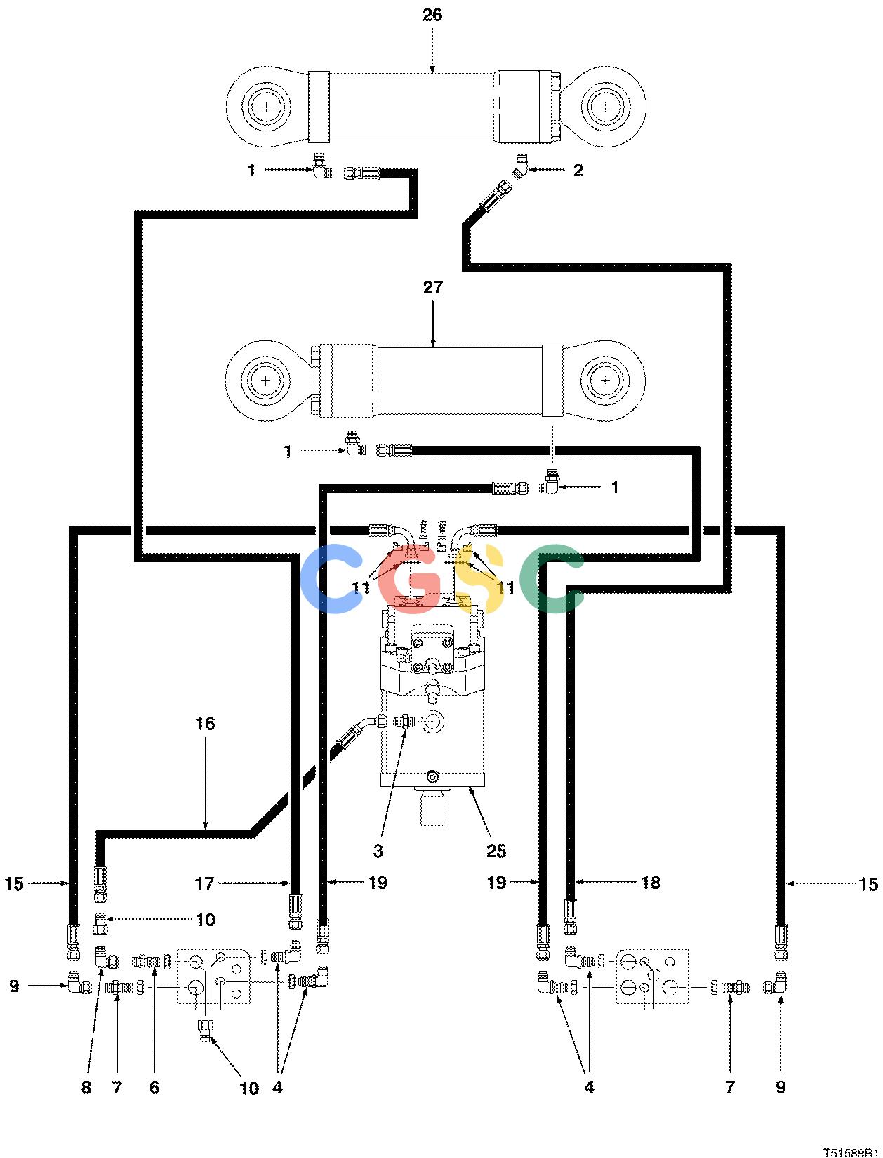 约翰迪尔零件查询D567 - ATTACHMENTS HYDRAULIC SYSTEM FELLING HEAD JD843G ( 980001 - ) 2000-431/10 [2000-431/10]EPC John Deere online