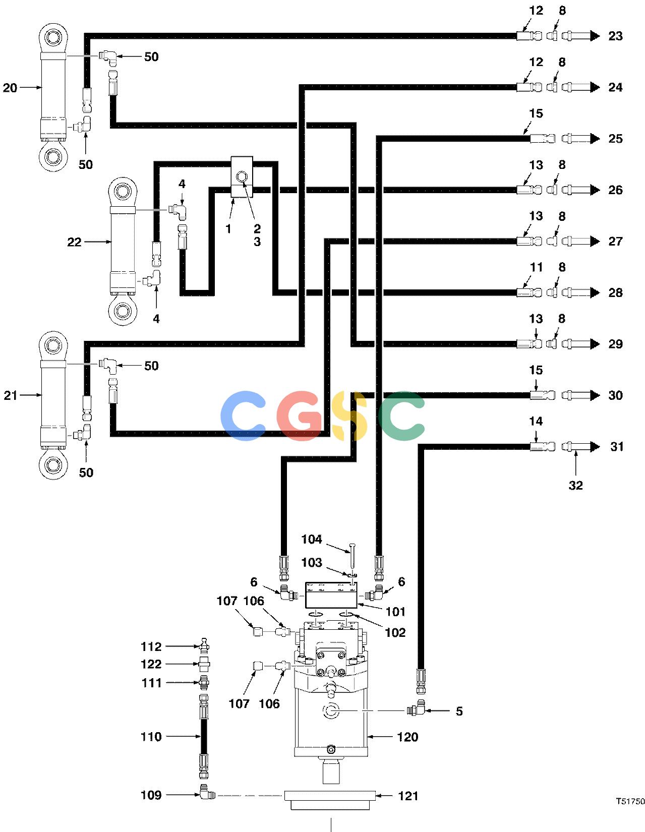 约翰迪尔零件查询S566 - ATTACHMENTS HYDRAULIC SYSTEM FELLING HEAD TJ608 ( 981210 - ) 2000-193/12 [2000-193/12]EPC John Deere online