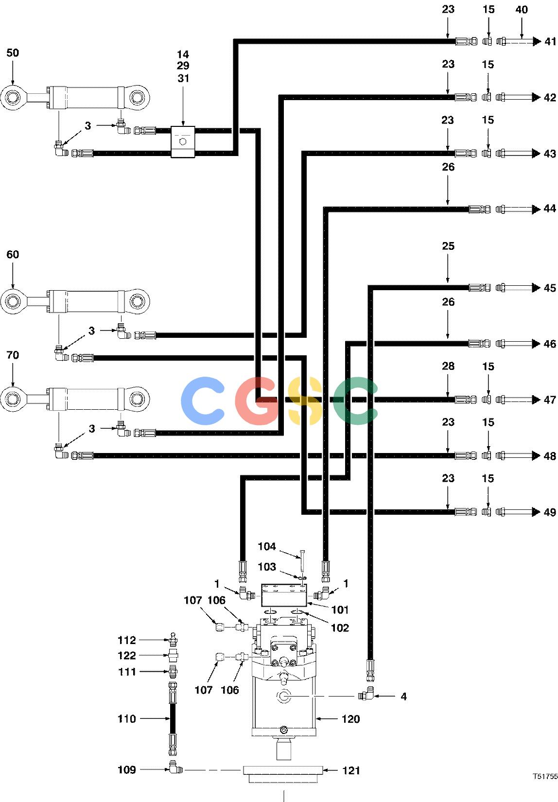 约翰迪尔零件查询S566 - ATTACHMENTS HYDRAULIC SYSTEM FELLING HEAD TJ628 ( 981210 - ) 2000-195/12 [2000-195/12]EPC John Deere online