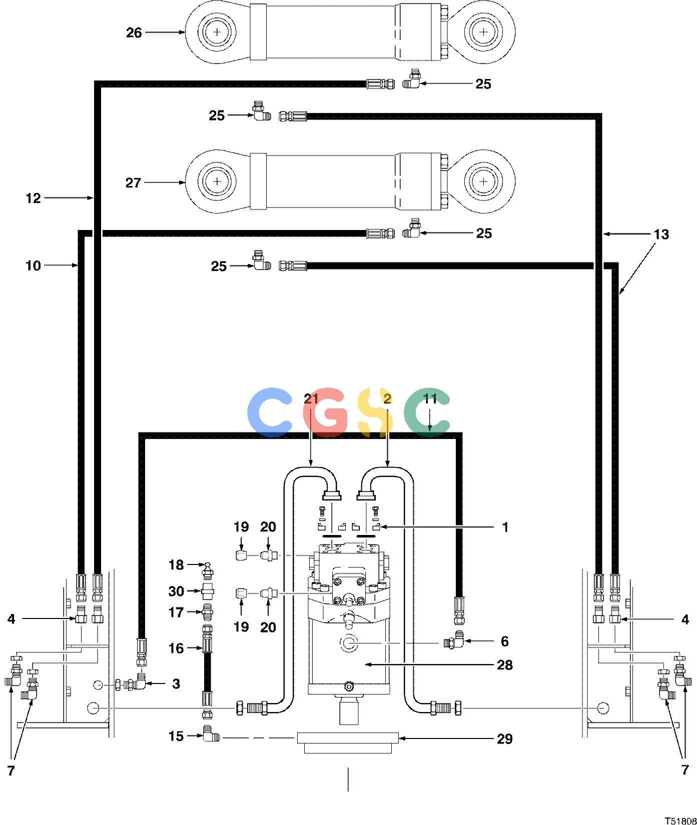 约翰迪尔零件查询D566 - ATTACHMENTS HYDRAULIC SYSTEM FELLING HEAD TC726 ( 980001 - ) 2000-234/14 [2000-234/14]EPC John Deere online