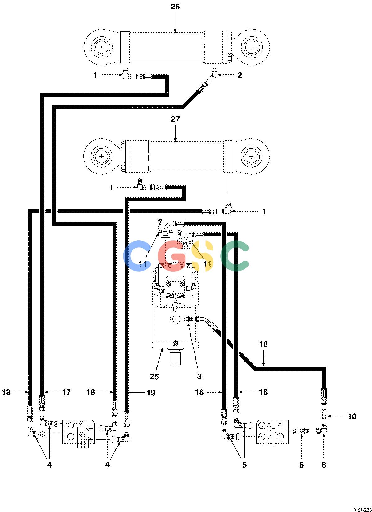 约翰迪尔零件查询D567 - ATTACHMENTS HYDRAULIC SYSTEM FELLING HEAD HAX711 ( 980001 - ) 2000-465/10 [2000-465/10]EPC John Deere online