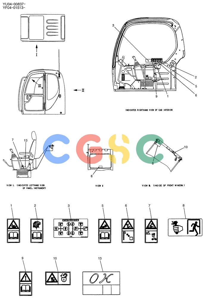 纽荷兰零件查询(E235SRLC) - CRAWLER EXCAVATOR BTW YU04-00837 - YU04-01417 (06-002) - NAME PLATE INSTAL (CAB), P/N YB22T00006F4 New Holland Constructuion