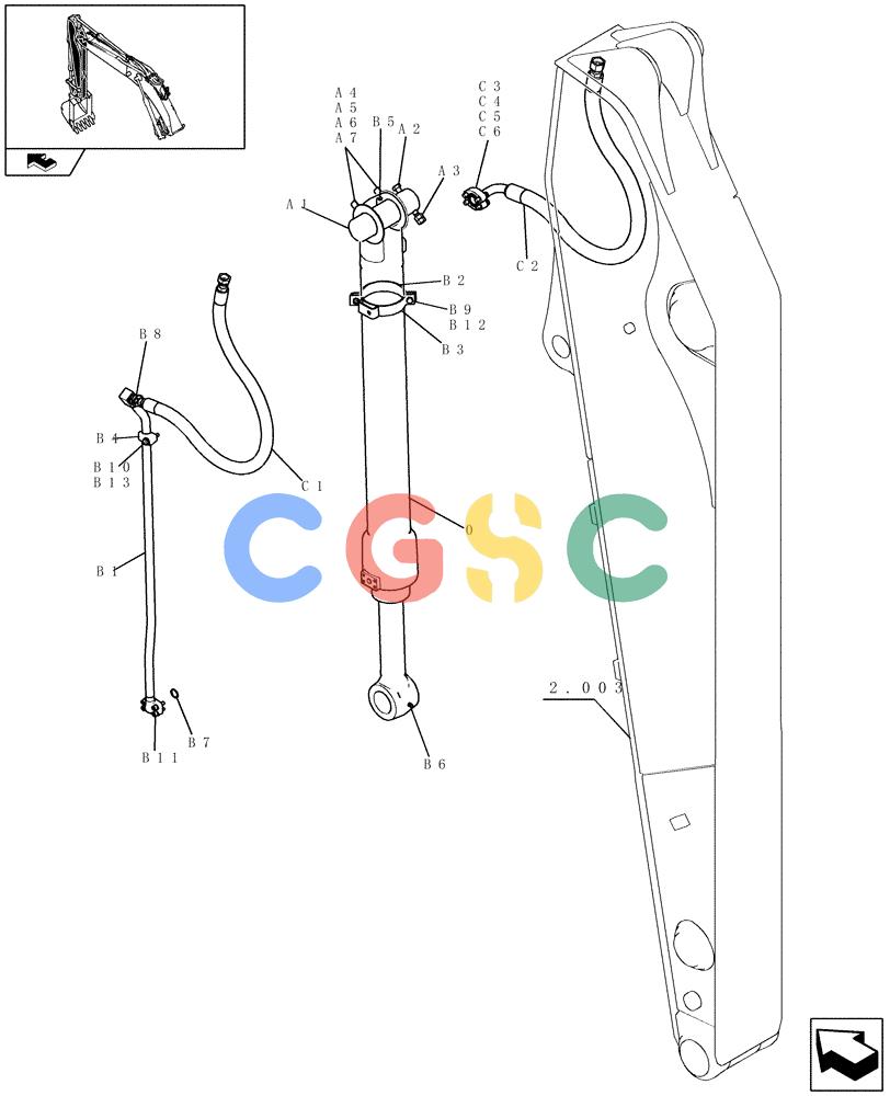 纽荷兰零件查询(E235BSR) - CRAWLER EXCAVATOR (5/07-) (2.033[01]) - BOOM PIPING (2,94M) New Holland Constructuion